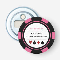 Birthday Poker Chip Casino Thema Pink Black White