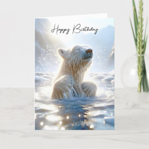 Birthday Polar Bear in arktischem Wasser Karte
