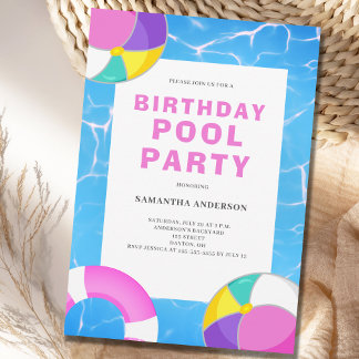 Birthday Pool Party Einladung