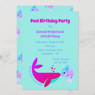 Birthday Pool Party farbenfrohe Einladung