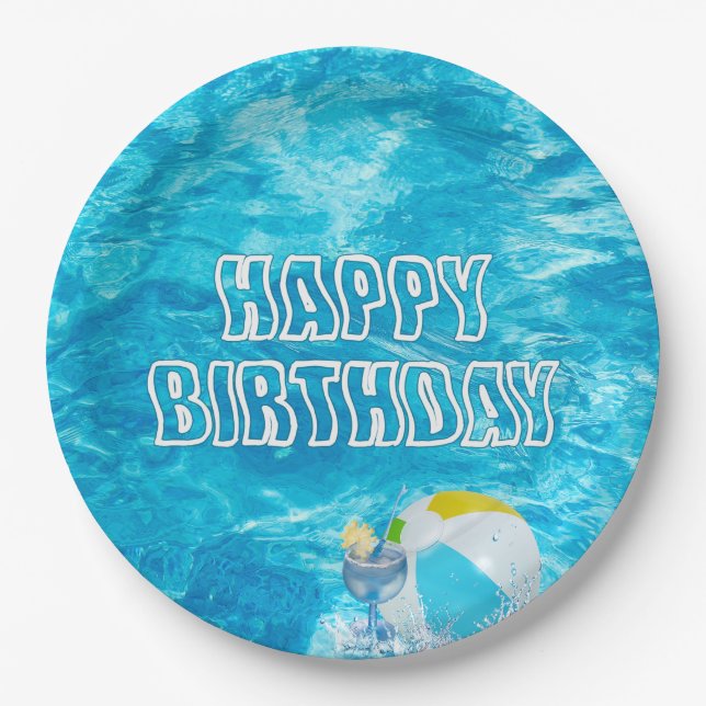 Birthday Pool Party Fun Paper Plate Pappteller (Vorderseite)