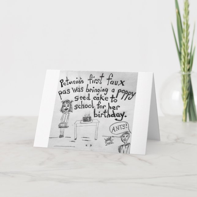 Birthday Poppy Seed Cake Imitats Pas Karte (Vorderseite)
