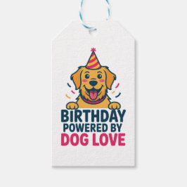 Birthday Powered by Dog Love Illustration Geschenkanhänger