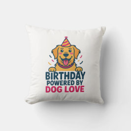 Birthday Powered by Dog Love Illustration Kissen