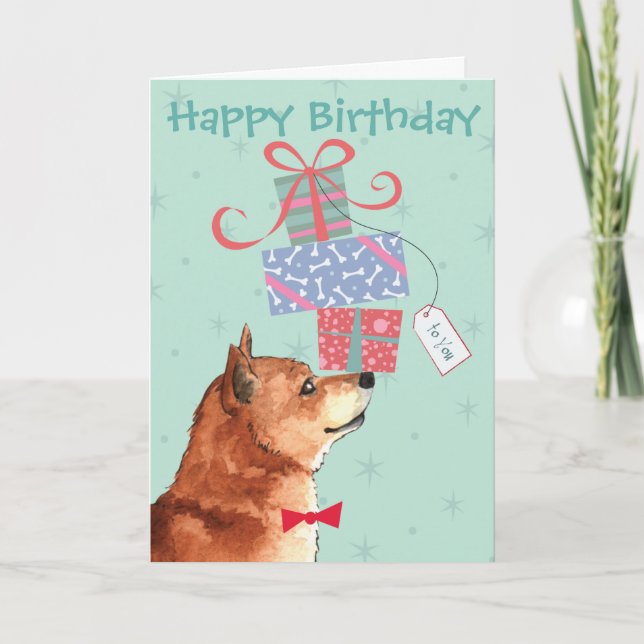 Birthday präsentiert Shiba Inu Karte (Vorderseite)