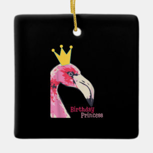 Birthday Princess Girl Flamingo Niedlich Flaming Keramikornament