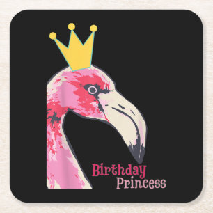 Birthday Princess Girl Flamingo Niedlich Flaming Rechteckiger Pappuntersetzer