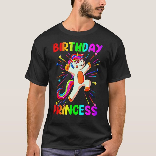 Birthday Princess Girl niedlich Rainbow Unicorn fü T-Shirt (Vorderseite)