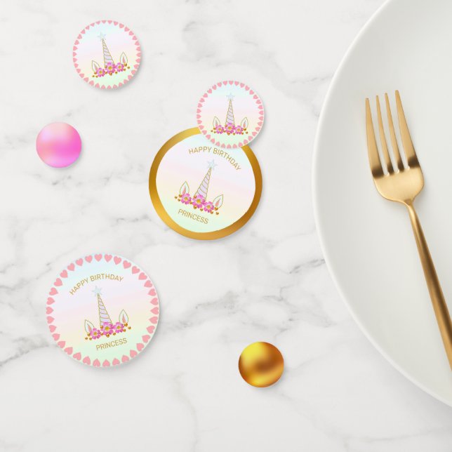 Birthday Princess Unicorn, Herz & Gold Konfetti (Gruppe)