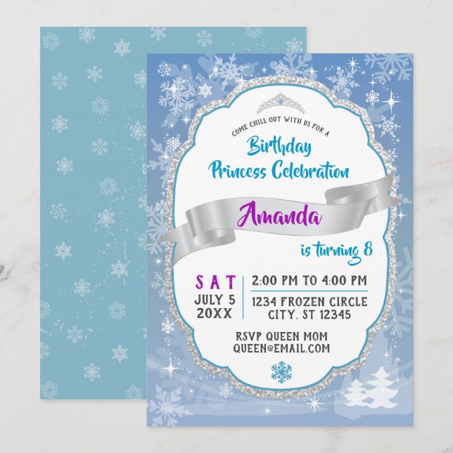 Birthday Princess Wonderland Einladung (Vorne/Hinten)