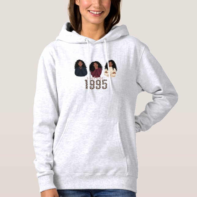 Birthday Queen 1995 Leopard Print Sudadera Hoodie (Vorderseite)