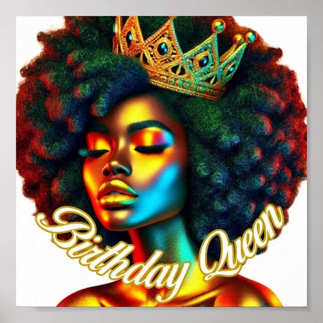 Birthday Queen Afro Art Print Poster (Vorne)