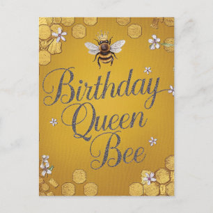 Birthday Queen Bee - Stilvolle Gold Honeycomb Desi Postkarte