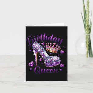 Birthday Queen Crown Hört High Heel Frauen Mädchen Karte