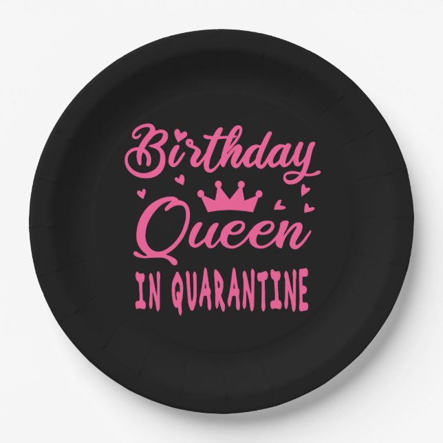 Birthday Queen in Quarantine Pappteller (Vorderseite)