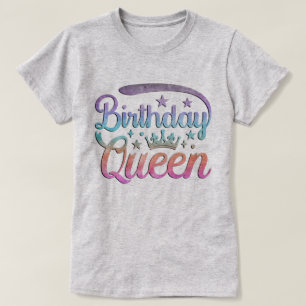 Birthday Queen Pastell Wasserfarbe Ombre Krone T-Shirt
