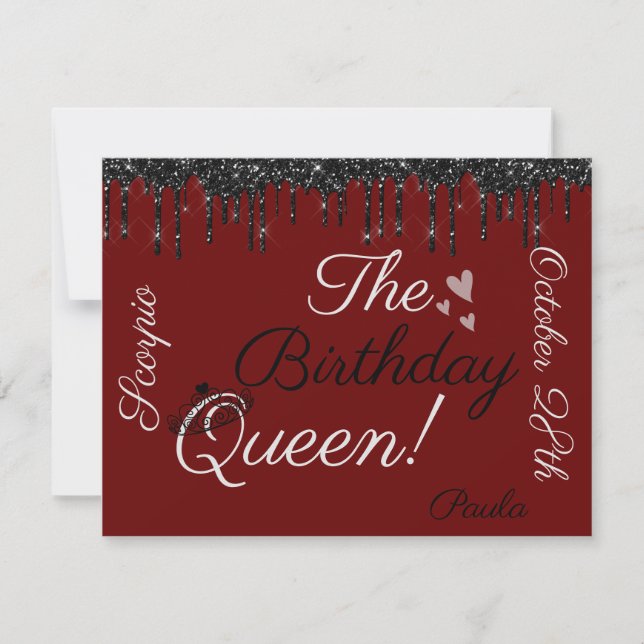 Birthday Queen Zodiac Sign Scorpio Flat Card (Vorderseite)
