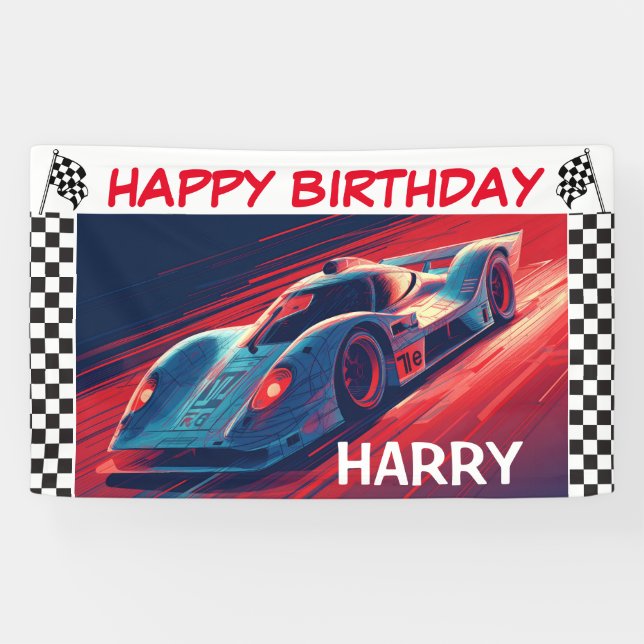 BIRTHDAY RACING CAR BANNER (Horizontal)
