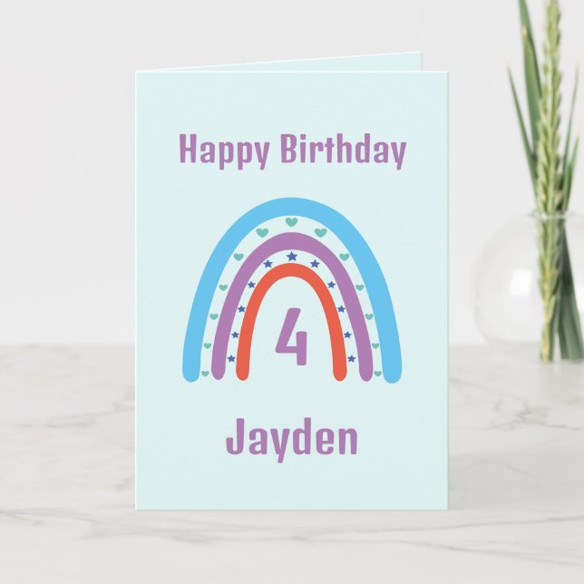 Birthday Rainbow Age Boho Card Karte (Vorderseite)