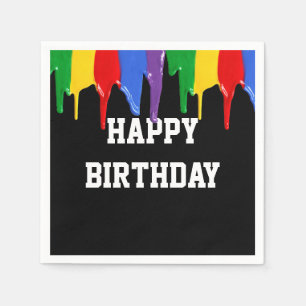 Birthday Rainbow Paints Tropfen Serviette