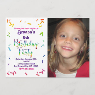 Birthday Rainbow Sprinkles Party Foto Einladung
