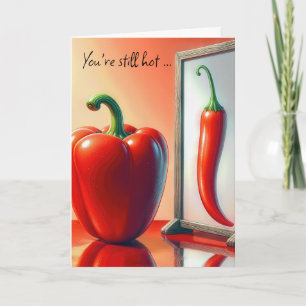 Birthday Red Bell Pepper Blick in einen Spiegel Karte
