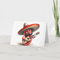 Birthday Red Chili Pepper Guitar Player