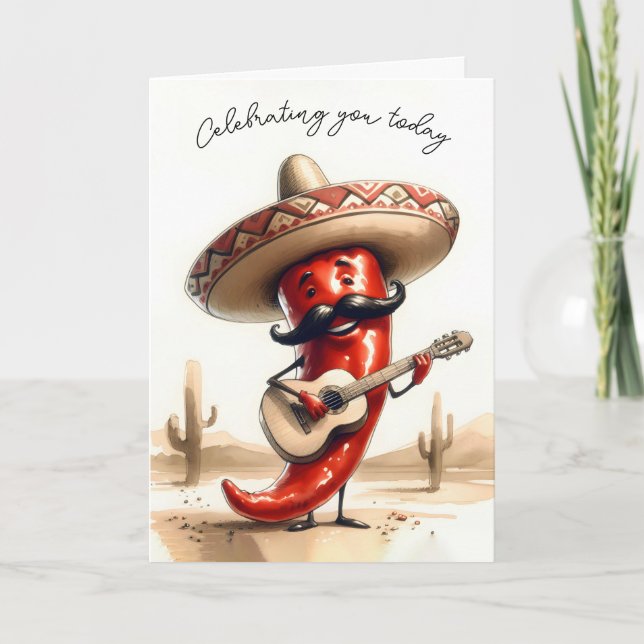 Birthday Red Chili Pepper Musician Karte (Vorderseite)
