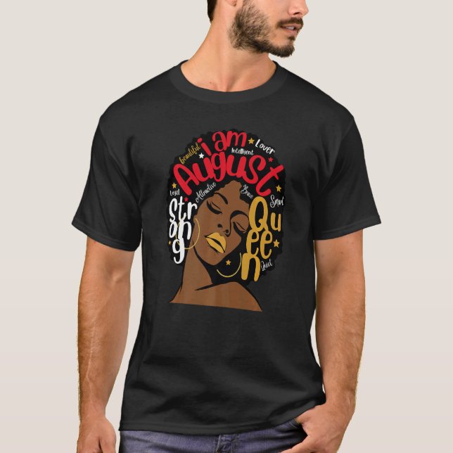 Birthday Red Lips Melanin Leo Virgo I Am August Q T-Shirt (Vorderseite)