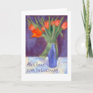 Birthday Red Tulips Card - German Greeting Karte
