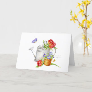 Birthday Religious Tulip Watering Can Card Karte