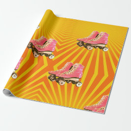 Birthday Retro Roller Skate Orange Sunbeam Geschenkpapier