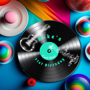 Birthday Retro Vinyl Record Rock Music Guitar Pappteller