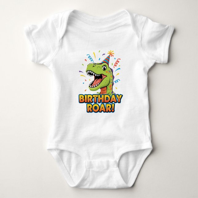 Birthday Roar Cute Dinosaur Birthday Party Design Baby Strampler (Vorderseite)