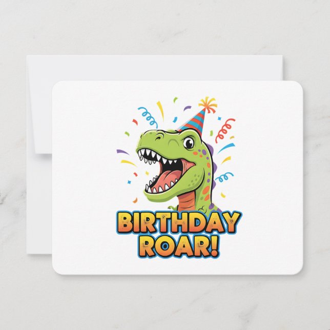 Birthday Roar Cute Dinosaur Birthday Party Design Einladung (Vorderseite)