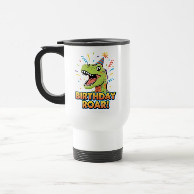 Birthday Roar Cute Dinosaur Birthday Party Design Reisebecher (Links)