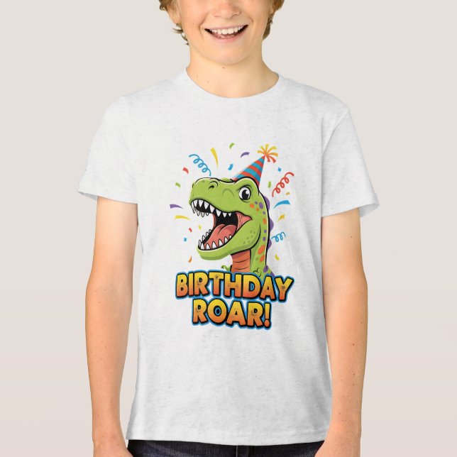 Birthday Roar Cute Dinosaur Birthday Party Design Tri-Blend Shirt (Vorderseite)