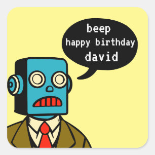 Birthday Robot Quadratischer Aufkleber