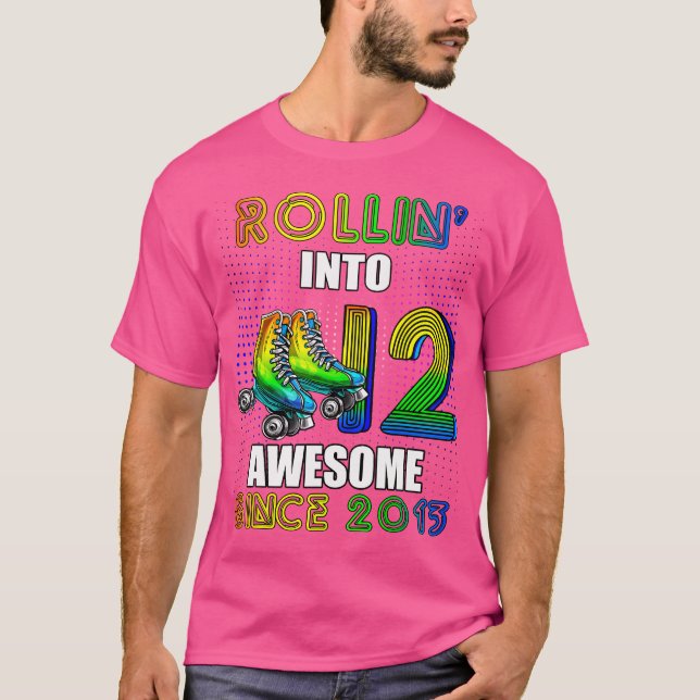 Birthday Roller Skating 12Th Girl Rollin Into 12 S T-Shirt (Vorderseite)