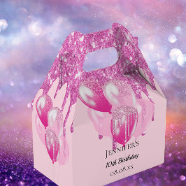 Birthday Rosa Glitzer Tropfen Ballons Mädchen Geschenkschachtel