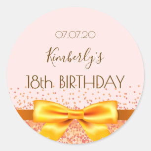 Birthday Rosa Goldbug Save the Date Runder Aufkleber