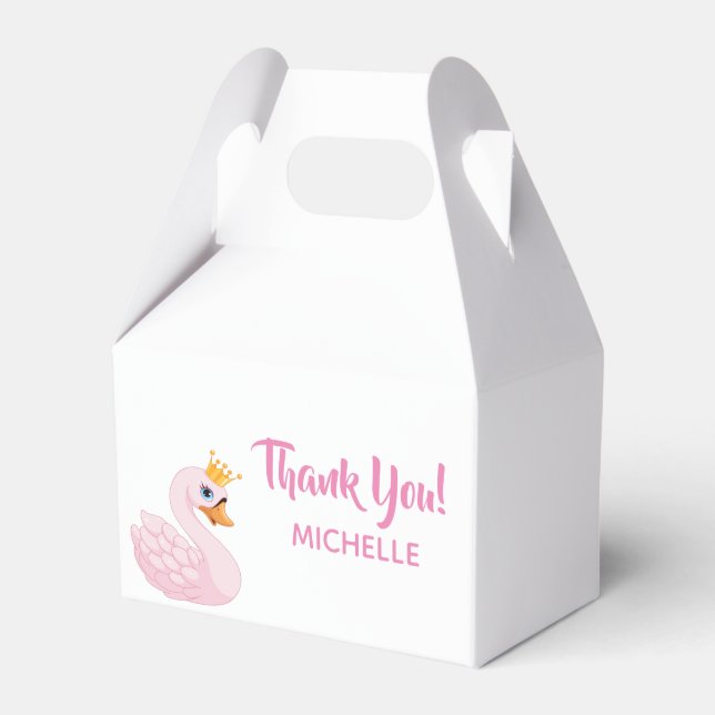 Birthday rosa Prinzessin schwan weißes Mädchen Geschenkschachtel (Vorderseite)