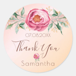 Birthday Rosa Rosa Glitzer Blumenkohl Vielen Dank Runder Aufkleber