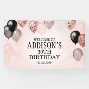 Birthday Rose Gold Balloons Banner