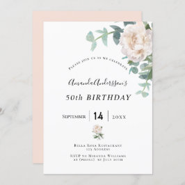 Birthday Rose Gold Blütenweiße Eleganz Einladung