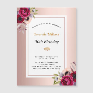 Birthday Rose gold bordeauxfarbener Magnet