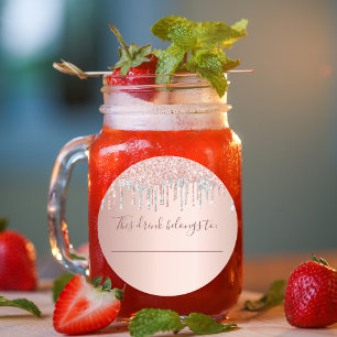 Birthday Rose Gold Glitzer Silber trinken gehört Runder Aufkleber