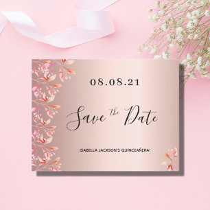 Birthday Rose Gold rosa Florieren Save the Date Postkarte
