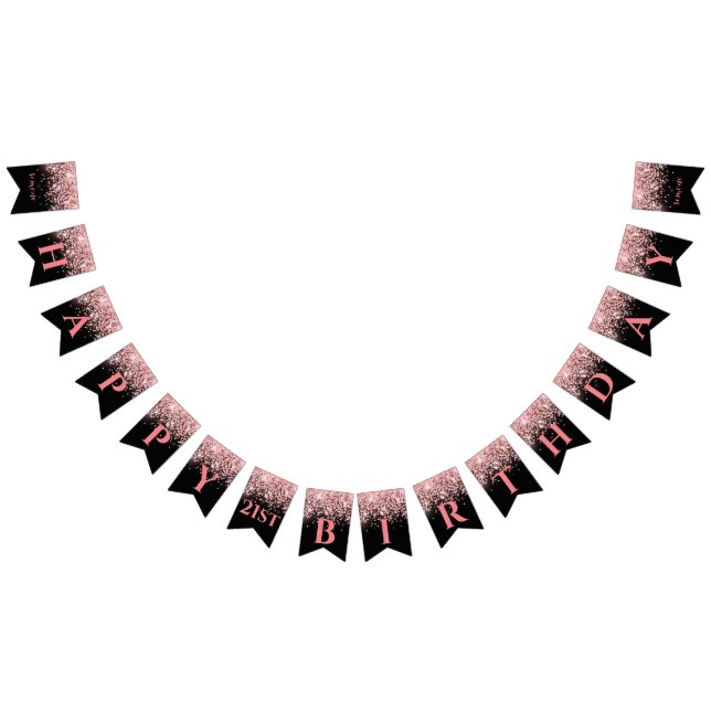 Birthday Rose Gold Rosa Glitzer Glam 21. Wimpelkette (Alle)