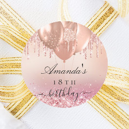Birthday Rose Gold Rosa Rosa Name Ballon Runder Aufkleber